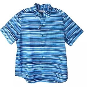 NWT Tommy Bahama Coast Ripple Tides Striped Short Sleeve Shirt Blue Canal Small‎